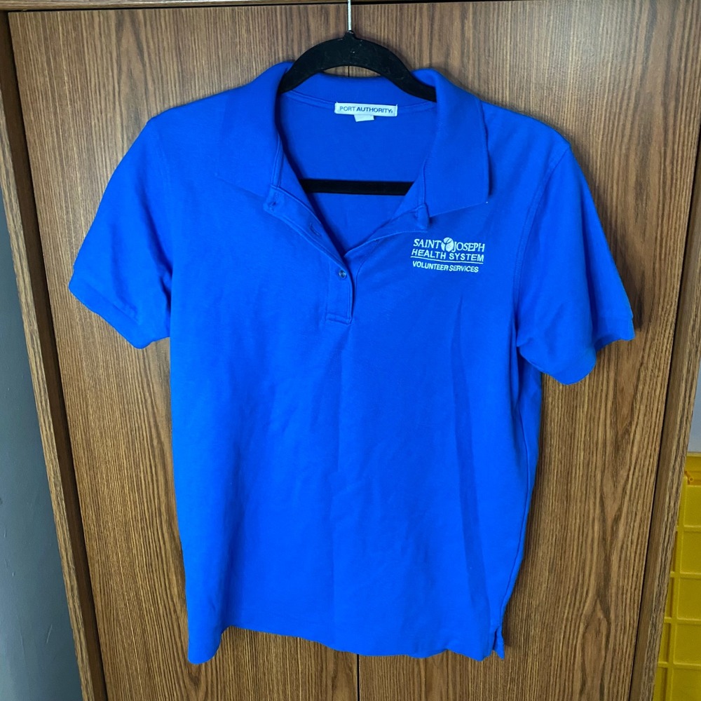 Port Authority Polo Shirt Womens Small Blue Saint Joseph Health System Volunteer